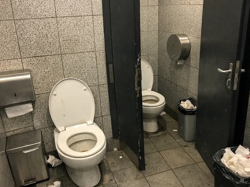 Photo of a Indoor public toilet in Prague Main Station, Prague, Czech Republic. Verified hygiene…